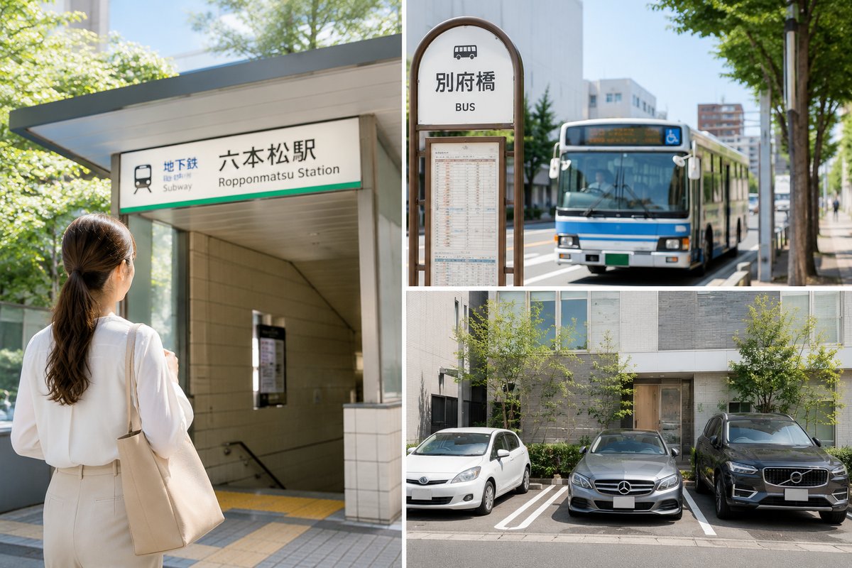 地下鉄六本松駅・西鉄バス別府橋バス停・3台完備の駐車場